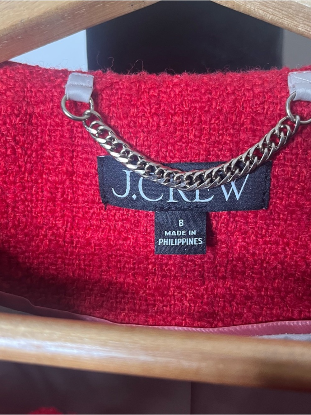 J. Crew Red Bouclé Military-Style Button Jacket - Picture 3 of 16